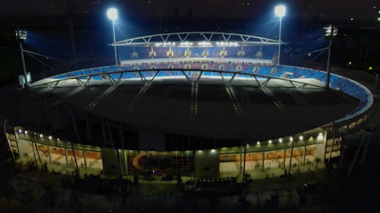 Hình ảnh sân Mỹ Đình từ góc quay được thực hiện bằng công nghệ fly-cam. Ảnh: vtv.vn