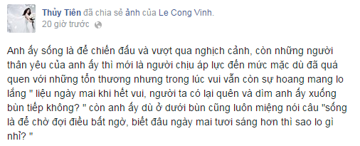 Những tâm sự của Thủy Tiên trên trang cá nhân. Ảnh: FBNV
