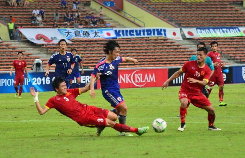 Olympic Việt Nam đã nhập cuộc bằng tinh thần tử thủ trước Olympic Nhật Bản. Ảnh: Đăng Văn