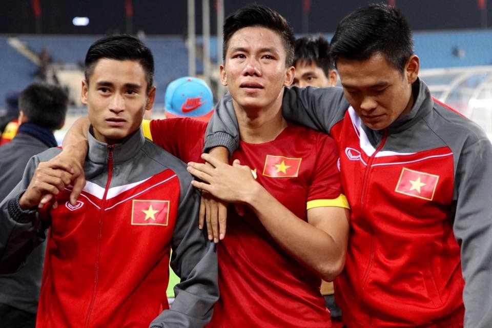 Ngọc Hải cũng khóc rất nhiều sau thất bại của ĐTVN ở AFF Cup 2014. Ảnh: Tùng Lê 