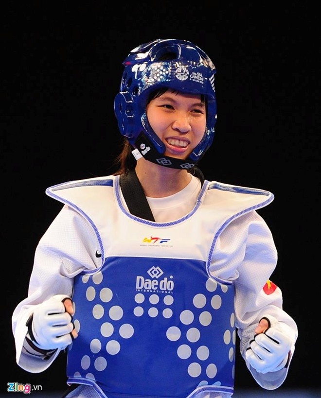 Trương Thị Kim Tuyến giành HCV nội dung 46 kg môn taekwondo tại SEA Games 28. Ảnh: Anh Tuấn