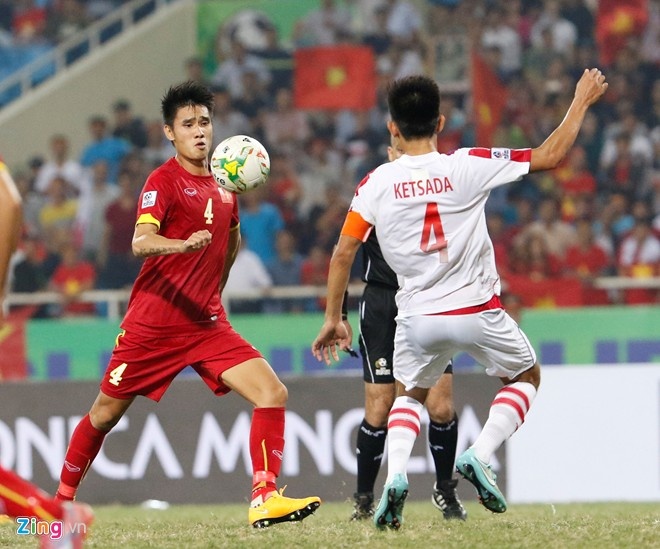 Trung vệ Tiến Thành trong màu áo ĐTVN tại AFF Cup 2014. Ảnh: Tùng Lê