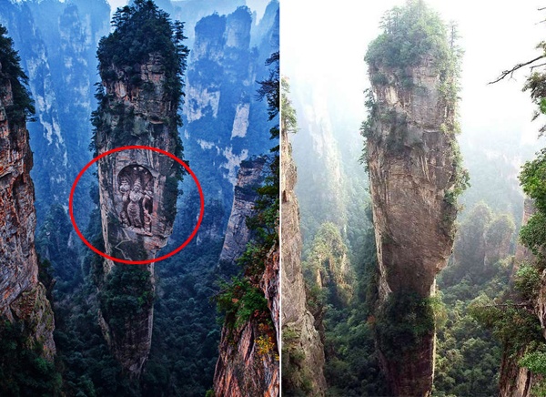 Bức ảnh Ngyen Khag Taktsang Monastery (Bhutan) bên phải giống đến giật mình khung cảnh được ghi lại ở Trung Quốc. Tuy nhiên, nó đã được ghép thêm những bức phù điêu trên thân ngọn núi cao vút khiến cảnh vật ngoạn mục lên nhiều phần. 