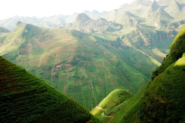 Mã Pì Lèng (còn có âm đọc là Mã Pí Lèng, Mã Pỉ Lèng) thuộc tỉnh Hà Giang dài khoảng 20km vượt đỉnh Mã Pì Lèng, một đỉnh núi có độ cao khoảng 1.200m thuộc cao nguyên Đồng Văn, nằm trên con đường mang tên Đường Hạnh Phúc, nối liền thành phố Hà Giang, Đồng Văn và thị trấn Mèo Vạc.(Ảnh: Sơn Trần)