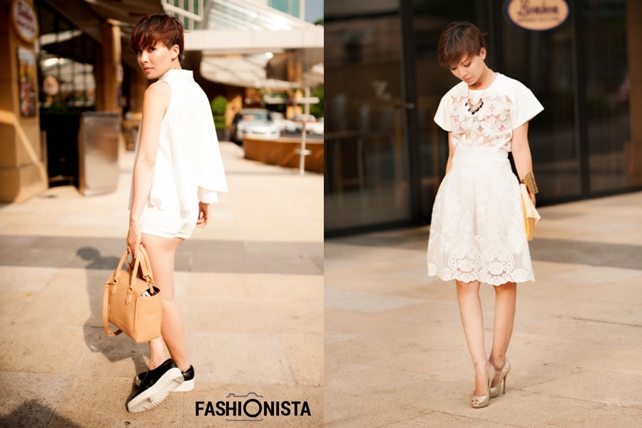 Võ Thanh Tuyền, cô nhân viên văn phòng 31 tuổi lại khiến người đối diện ngưỡng mộ với trang phục white-on-white biến hoá điệu nghệ. Không có quá nhiều sắc màu mỗi khi xuống phố, Thanh Tuyền chọn trang phục chất liệu bồng bềnh để tạo nên phong cách phóng khoáng. Phụ kiện đen đối lập mãnh mẽ với sắc trắng của trang phục là gợi ý cho các cô nàng muốn đơn giản, cá tính mà vẫn thể hiện được tính thời trang.