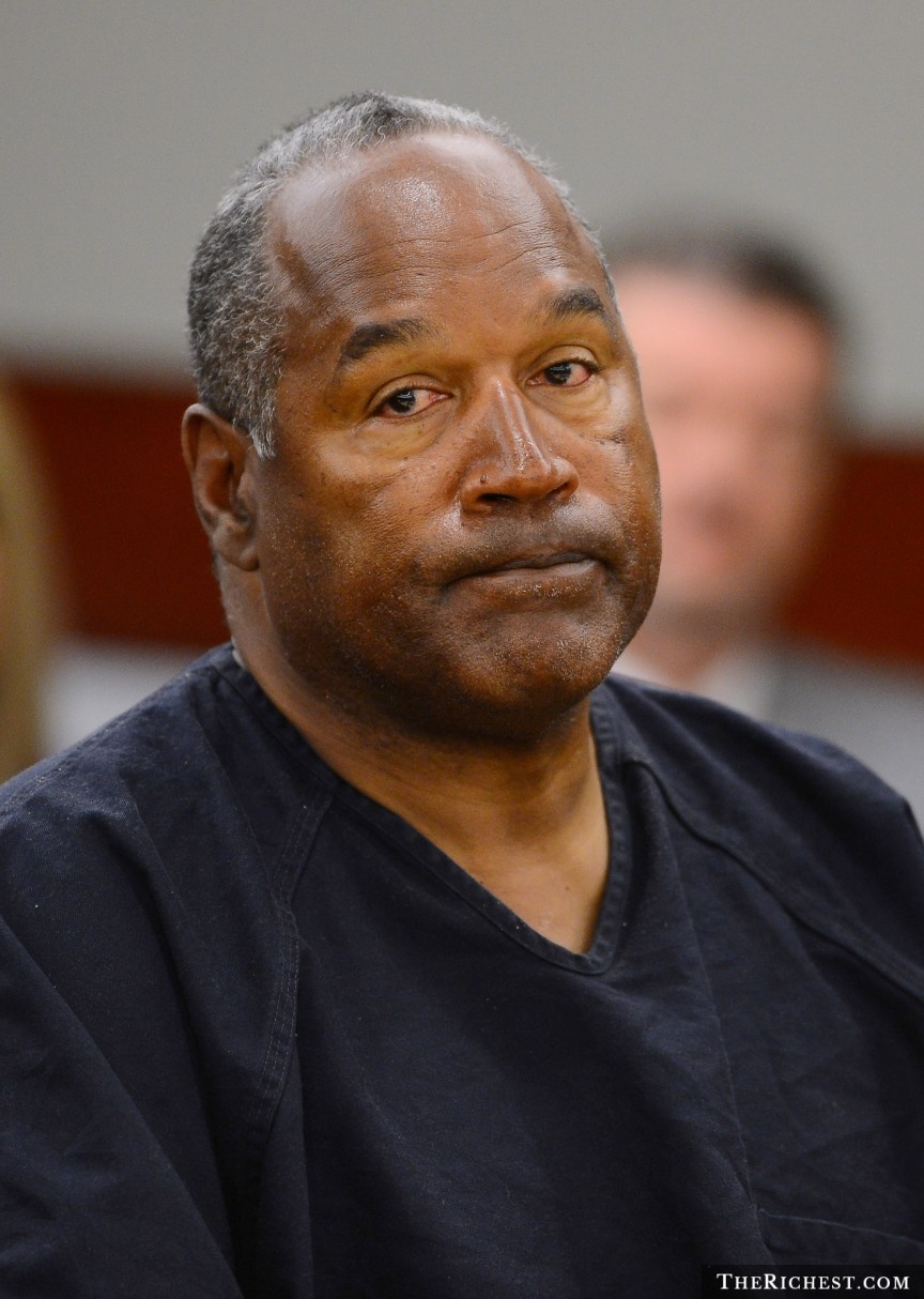 3. O.J. Simpson: Cựu cầu thủ bóng đá, diễn viên O.J. Simpson rất hay bị phạt vì những rắc rối thường xuyên của mình. Trong đó có việc năm 2007 anh bị kết tội bắt cóc và ăn cướp có vũ khí ở khách sạn Palace Station (Las Vegas). Năm 2008, O.J. Simpson lại xông vào khách sạn của một thương gia chuyên kinh doanh vật kỷ niệm thể thao, chĩa súng vào thương gia này và cướp đồ của ông ta. OJ từng bị định tội ở 10 phiên tòa khác nhau, còn bị phạt 33 năm ở Trung tâm Cải tạo LoveLock (Nevada), nực cười ở chỗ, ngày anh bị tuyên án này, cũng là ngày người ta tuyên bố anh vô tội trong cái chết của vợ mình đúng 13 năm trước đó. 