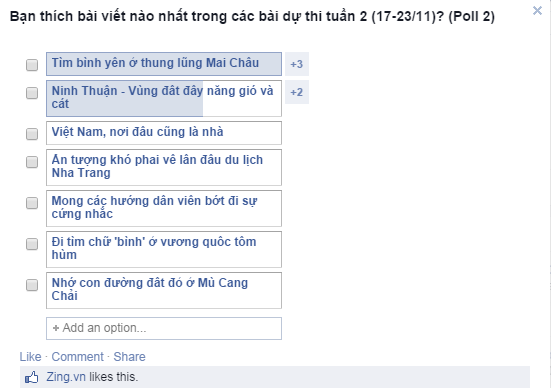 Bình chọn bài dự thi tuần 1 (10-16/11)