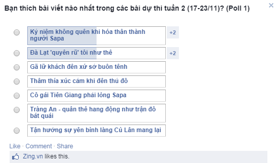 Bình chọn bài dự thi tuần 2 (17-23/11)