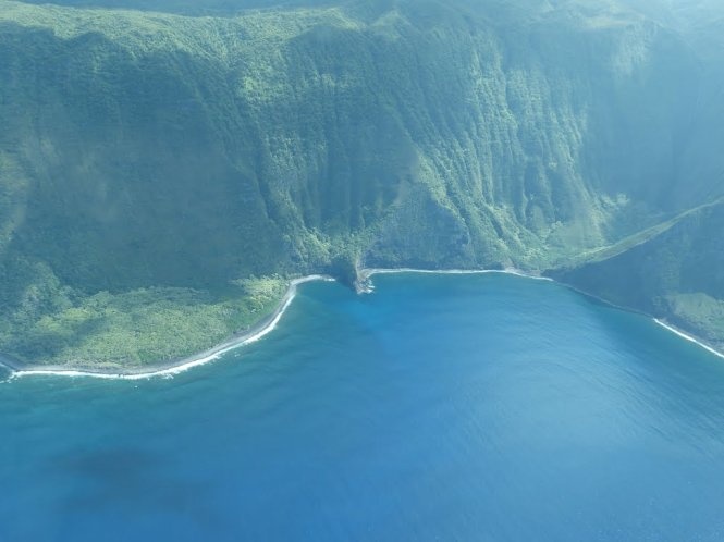 Vách đá Kalaupapa ở Hawaii dịu dàng với lớp áo xanh màu thực vật - Ảnh: panoramio.