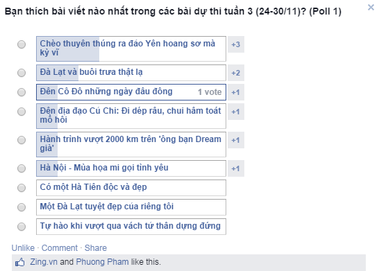 Bình chọn bài dự thi tuần 3 (24 - 30/11)