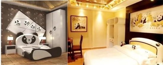 Thiên đường gấu trúc, khách sạn Gấu trúc (Tứ Xuyên, Trung Quốc): Du khách còn có thể đặt trước thiết kế trang trí phòng cho kỳ nghỉ trăng mật của mình. 