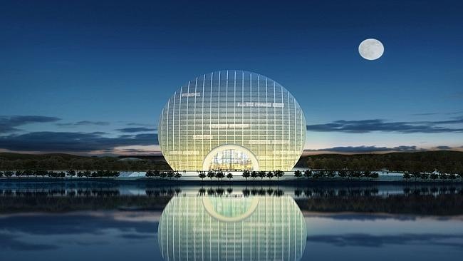 Khach san hinh con so ruc sang trong dem o Bac Kinh hinh anh