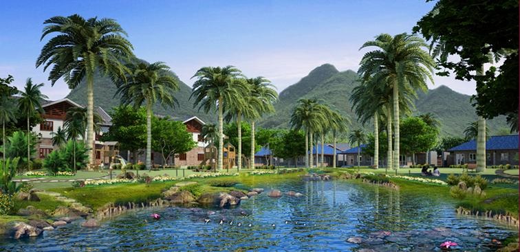 Cúc Phương Resort & Spa, Ninh Bình. Khu nghỉ dưỡng Cúc Phương cách vườn quốc gia Cúc Phương 2 km và cách trung tâm thành phố Ninh Bình khoảng 40 km. Bao quanh khu du lịch nghỉ dưỡng là một khung cảnh thiên nhiên thơ mộng, cảnh sắc hoang sơ, không khí trong lành.  Ảnh: Hoabinhtourist.
