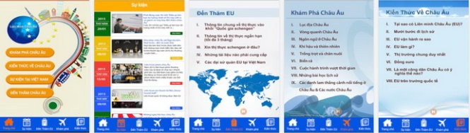 Các phần nội dung cung cấp kiến thức về EU - Ảnh: Google Play.