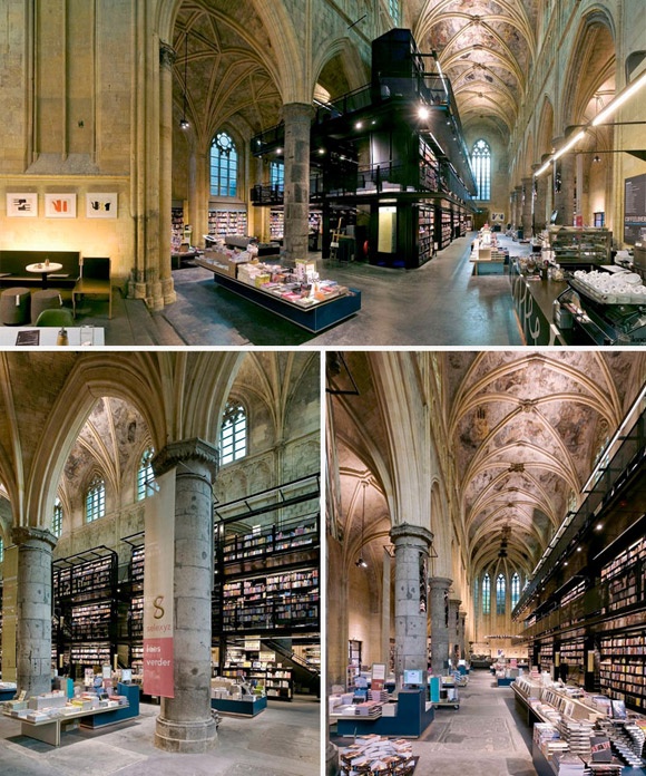 Boekhandel Domincanen, Maastricht, Hà Lan: Được xây dựng từ năm 1294, nơi đây vốn là một nhà thờ và được chuyển thành hiệu sách vào năm 2006. Với hơn 40.000 đầu sách tiếng Hà Lan, Anh, Tây Ban Nha, Pháp và Ý, hiệu sách còn là một trung tâm văn hóa tổ chức hơn 140 sự kiện văn học mỗi năm.