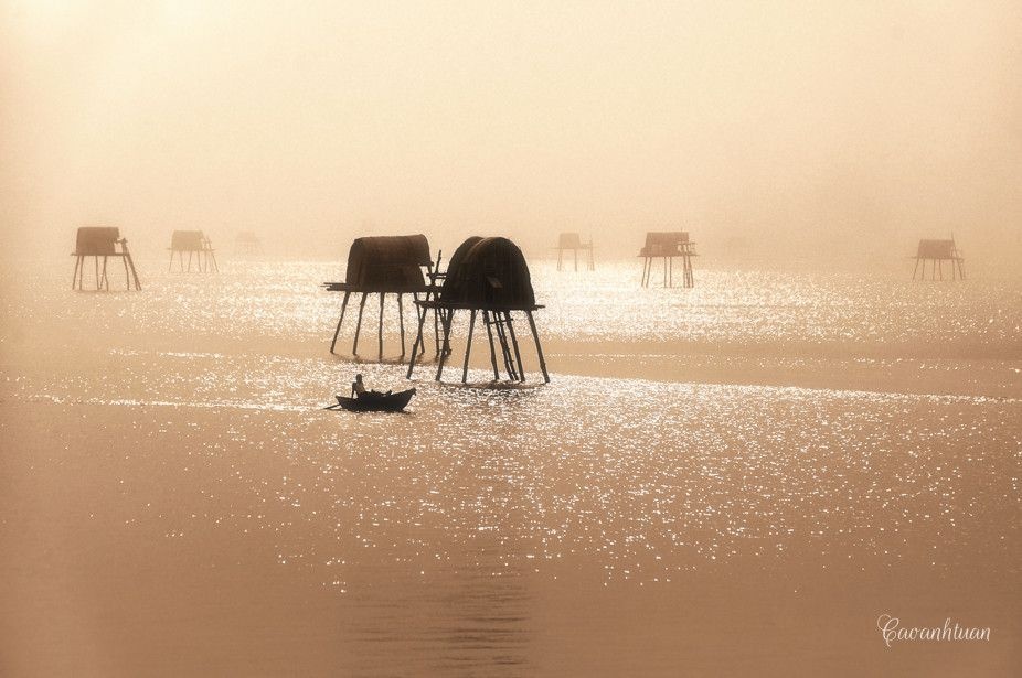 4. Biển Đồng Châu, Thái Bình Bãi biển Đồng Châu thuộc xã Đông Minh - huyện Tiền Hải, cách Thành phố Thái Bình 30km đi theo quốc lộ 39B. Tuy không được xếp vào những bãi biển cực đẹp, song bãi biển yên bình nép dưới bóng mát của rừng phi lao, rừng thông cực thích hợp cho việc nghĩ dưỡng. Ngoài ra, du khách còn có thể ngồi xuồng máy ra thăm hay tắm biển ở Cồn Thủ và Cồn Vành cách đất liền 7km. Ảnh: Cao Anh Tuấn.