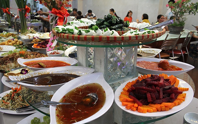 Di an buffet chay gia re hinh anh