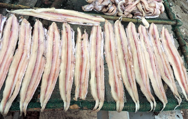 Nếu lang thang vào trong làng bạn sẽ quan sát được nếp sinh hoạt của dân cư làng chài và đặc biệt có những món ăn bình dân, chế biến từ hải sản như bánh canh, bún cá, bánh xèo, bánh căn, ốc luộc… Những món ăn mang đậm tính chất thôn quê, dân dã và tất nhiên giá cũng rất mềm. Khách cũng có thể mua hải sản khô qua chế biến tại các nhà lò hay chả cá tươi vừa chế biến xong.