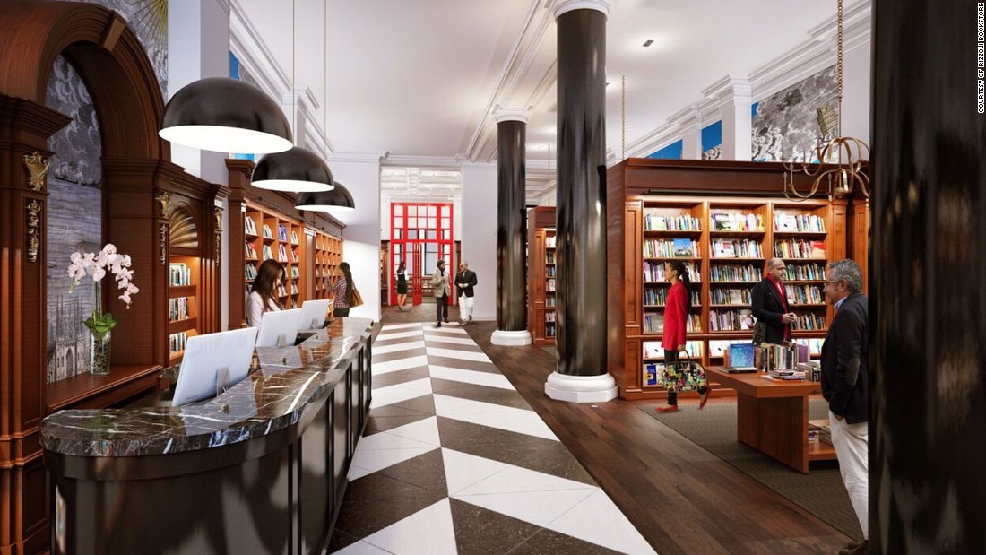 Hiệu sách Rizzoli (New York): Rizzlli từng là hiệu sách bán lẻ được yêu thích nhất, tuy nhiên đã phải đóng cửa vào tháng 4.2014. May mắn sao một cơ sở đã được mở cửa trở lại trên đường Broadway. 