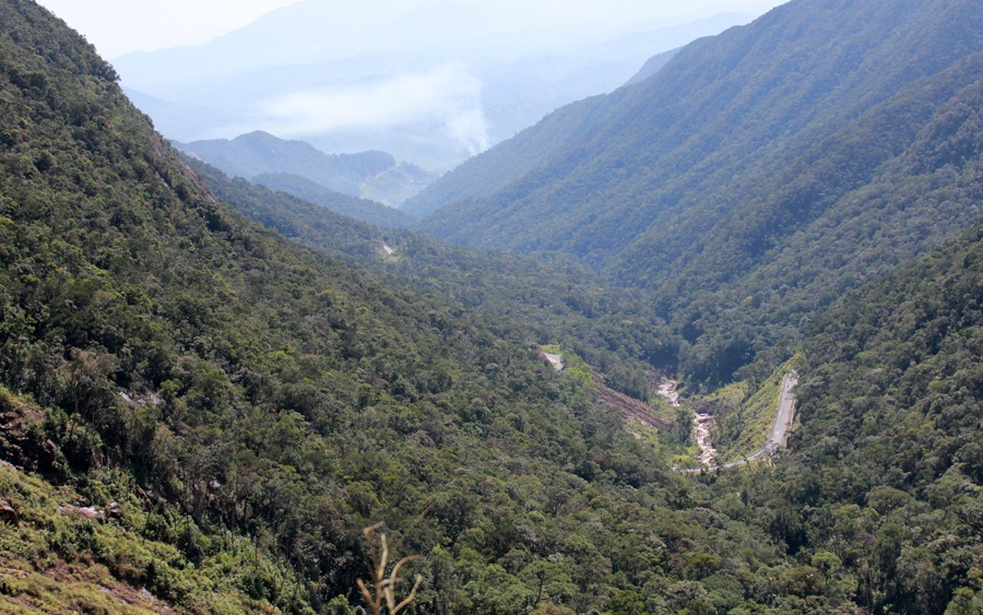 Đường đèo này khá đẹp, hầu như không hề có ổ gà, ổ voi. Càng lên cao cung đường càng hiểm trở và thơ mộng với núi non hùng vĩ. Nếu đi vào thời điểm giữa ban trưa bạn sẽ thấy cảnh tượng bầu trời trong xanh không một gợn mây, phía dưới thung lũng sâu và bên đường thỉnh thoảng là những thác nước, dòng suối nhỏ uốn lượn đổ xuống dưới chân núi. Tại độ cao 1.500m của đèo Hòn Giao có một điểm dừng chân vô cùng lý thú nơi có dòng thác chảy xuống bọt tung trắng xóa tựa như dải lụa vắt vẻo trên nền đá đen, đổ xuống thung lũng bên dưới. Đoạn đường xuống dốc cũng thơ mộng không kém khi hai bên đường lau sậy mọc đầy tạo nên cảm giác thích thú.