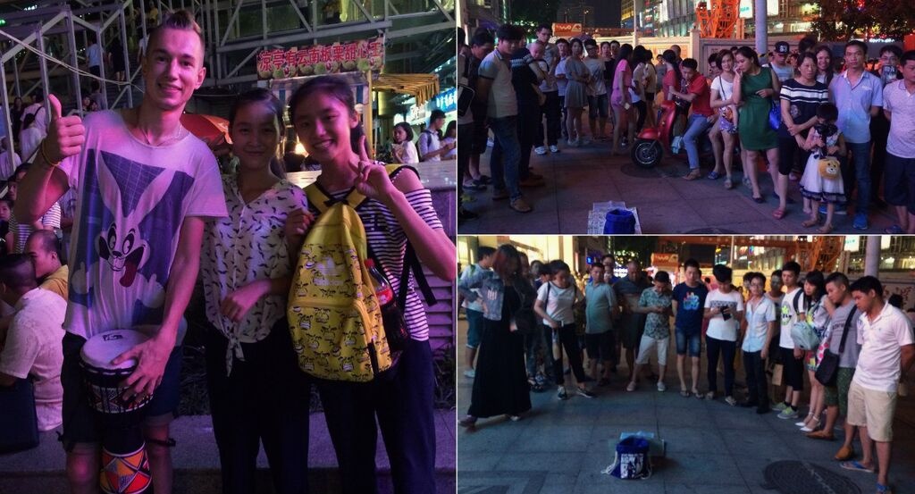 Đánh trống gây quỹ tại Trung Quốc.