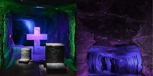 Nhà thờ Salt, Zipaquirá, Colombia: Nhà thờ Salt, Zipaquirá là công trình kiến trúc nghệ thuật nổi tiếng ở Colombia. Nhà thờ nằm ở độ sâu 200m dưới lòng đất trong đường hầm của một mỏ muối, do các thợ mỏ xây dựng khoảng những năm 1932 để cầu nguyện hàng ngày. 