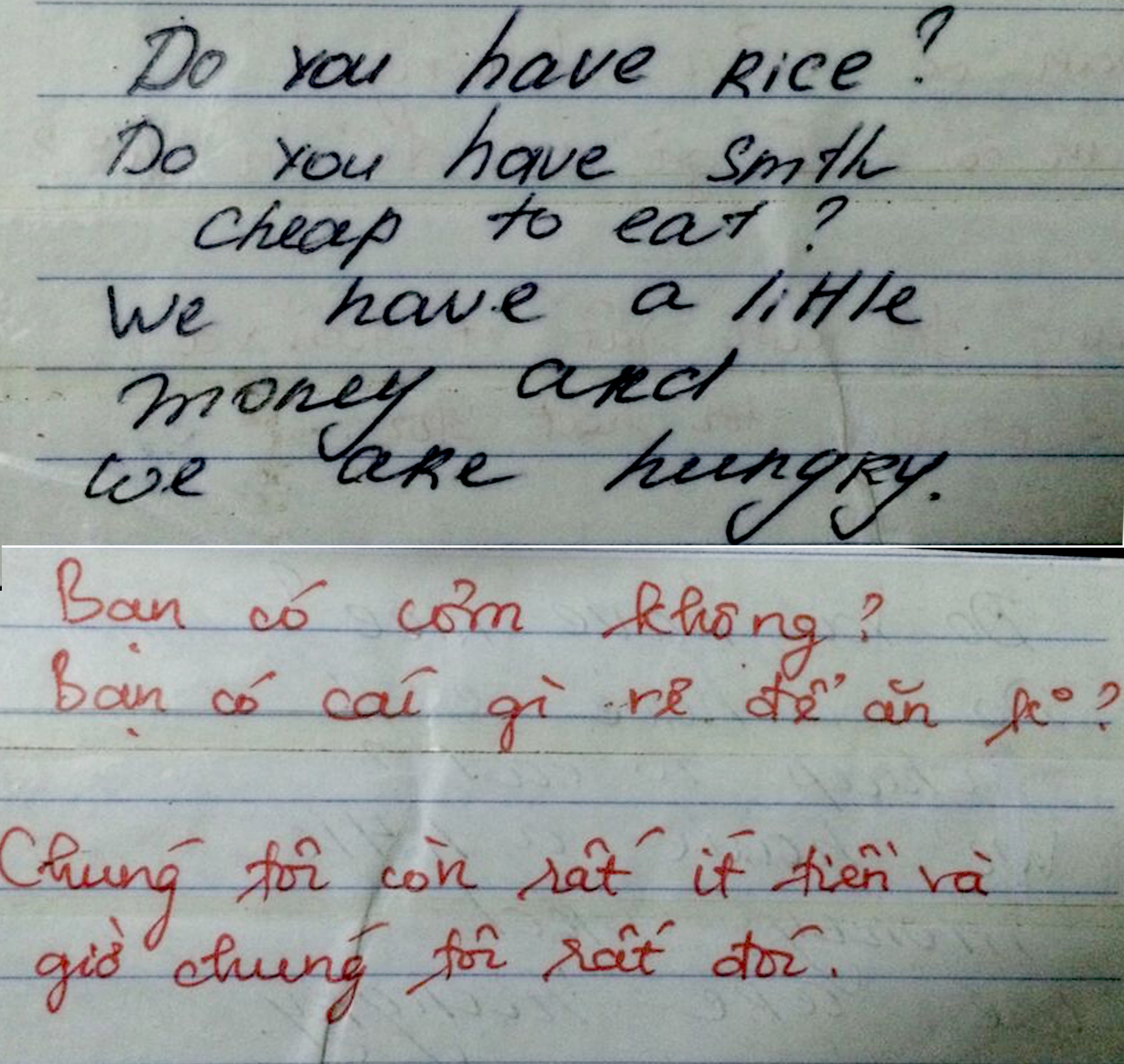 Để dễ dàng vượt qua rào cản ngôn ngữ và sống hoà nhập với người địa phương, họ nhờ bạn bè Việt Nam viết xuống giấy những điều họ muốn diễn đạt. Chính những mảnh giấy này đã giúp họ nhận được rất nhiều sự cảm thông và giúp đỡ từ các tài xế và chủ nhà.