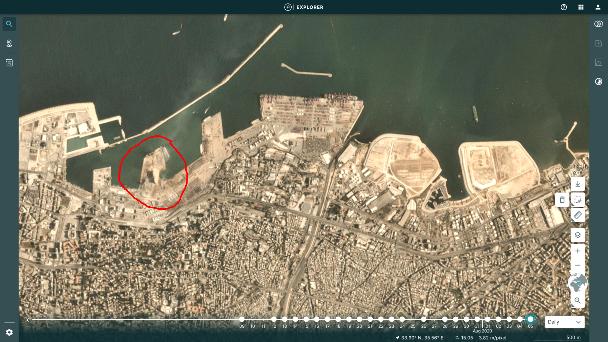 Anh ve tinh cho thay 50% Beirut bien dang sau vu no tham khoc hinh anh