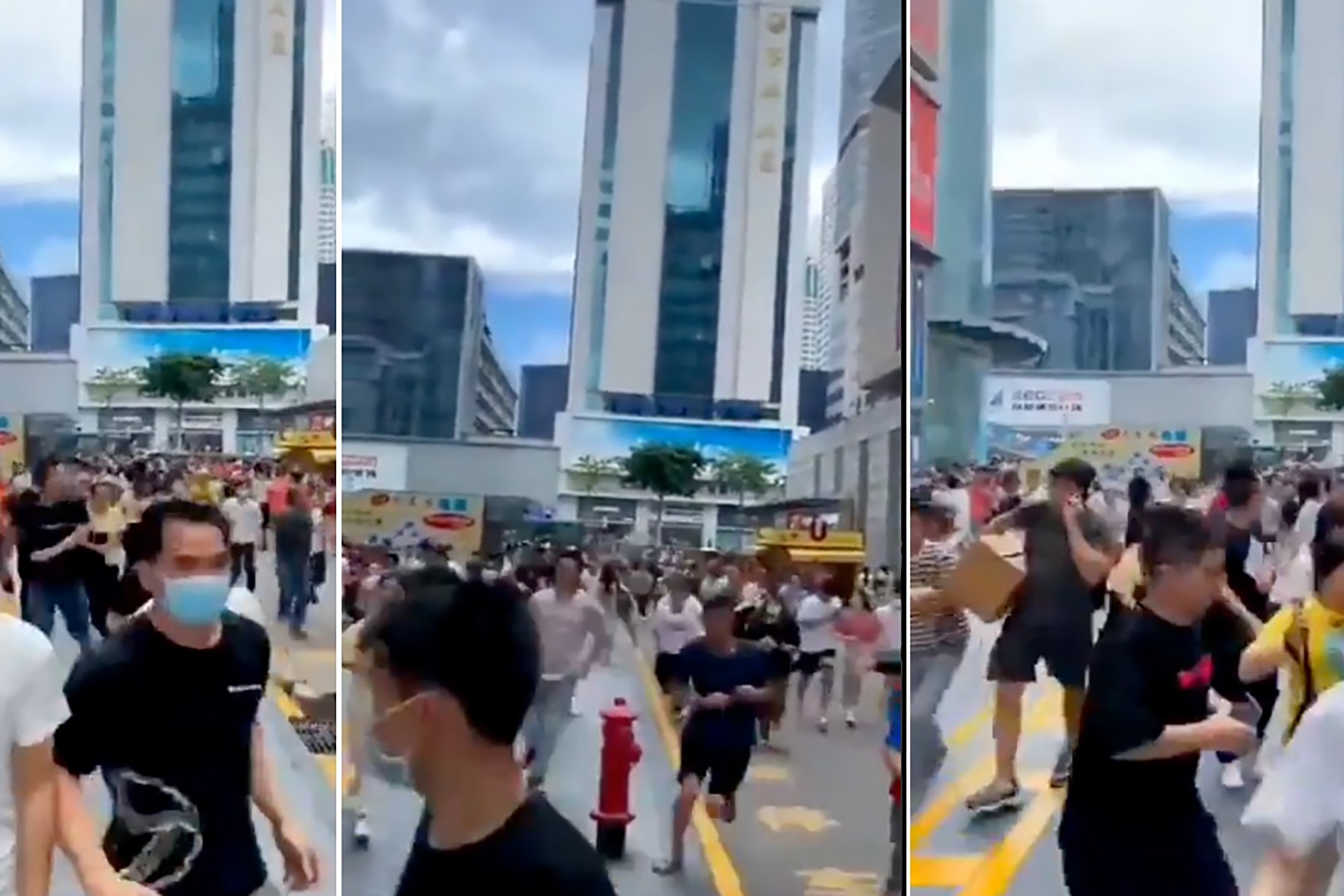 Toa nha cao 300 m o Trung Quoc rung chuyen khien dan thao chay hinh anh