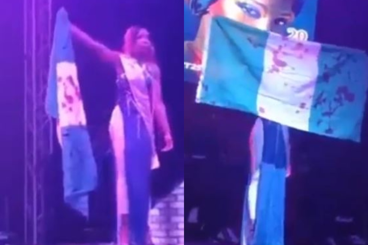 Nguoi dep Nigeria mang la co dinh mau len san khau thi hoa hau hinh anh