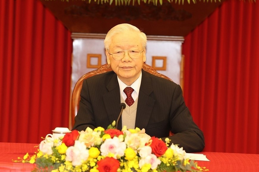 Tong bi thu Nguyen Phu Trong dien dam voi Tong thong Joe Biden hinh anh