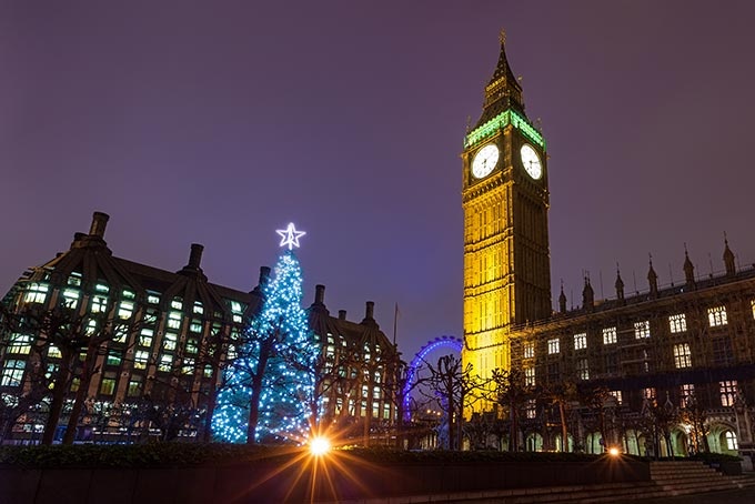 Đồng hồ Bigben và cung điện Westminster rực rỡ tại Anh.