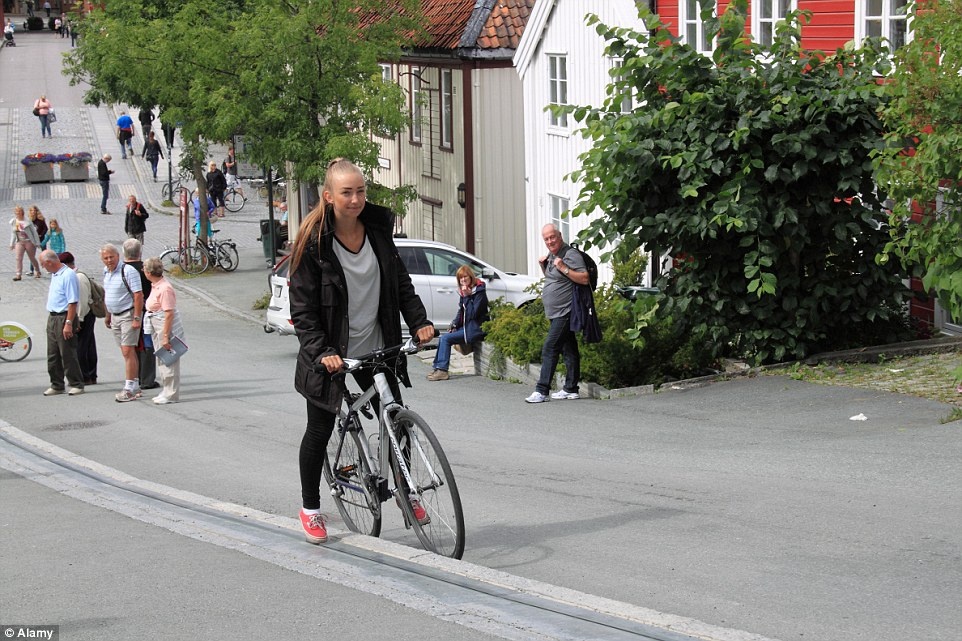 Thang máy dành cho người đi xe đạp, Nauy: Đây là hình thức giao thông có một không hai trên thế giới, giúp những người đi xe đạp tiết kiệm sức lực khi lên dốc. CycloCable thực chất là một chiếc thang trượt được đặt ngay mặt đường. Người đi xe đạp chỉ cần quẹt thẻ vào một khe cắm và nhấn nút khởi động tại trạm khởi hành. Một tấm trượt sẽ xuất hiện, người sử dụng chỉ cần đặt chân phải lên tấm trượt, chân trái đặt trên bàn đạp, rồi đẩy người về phía trước, họ sẽ được đẩy lên dốc với tốc độ 7,5 km/giờ. Một sai lầm thường gặp với người lần đầu sử dụng phương tiện này là chân phải không duỗi thẳng và người không đổ về phía trước, do đó rất khó giữ thăng bằng. Hệ thống này có thể phục vụ tối đa 300 người mỗi giờ. 