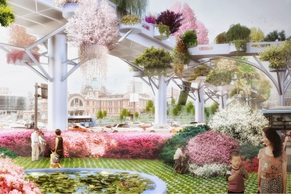 Han Quoc xay vuon tren khong rop bong cay hinh anh