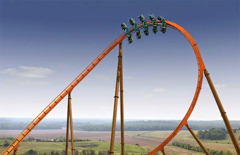 Thunderbird, Holiday World & Splashin’ Safari: Đây là một trong những tàu lượn cánh đầu tiên tại Mỹ, và cũng là tàu lượn cánh có độ dốc cao nhất, 42 m. Tốc độ tăng từ 0 lên tới 96 km/h chỉ trong vòng 3,5 giây. Ảnh: blogspot.