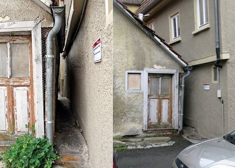 1. Spreuerhofstraße, Đức: Theo sách kỷ lục thế giới Guinness, con phố hẹp nhất thế giới nằm ở thị trấn cổ Reutlingen, Đức. Con phố này thực ra là một hẻm có tên Spreuerhofstraße, nằm lọt giữa 2 ngôi nhà xây gần nhau. Phố dài 3,8 m, chiều rộng trung bình 40 cm, còn chỗ hẹp nhất chỉ vỏn vẹn 31 cm. 