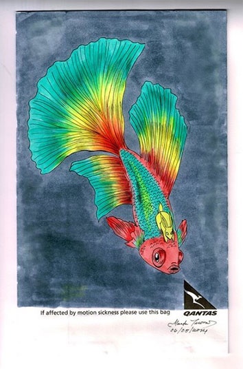 Một mẫu thiết kế túi nôn ấn tượng của hành khách trong cuộc thi do hãng Qantas tổ chức.