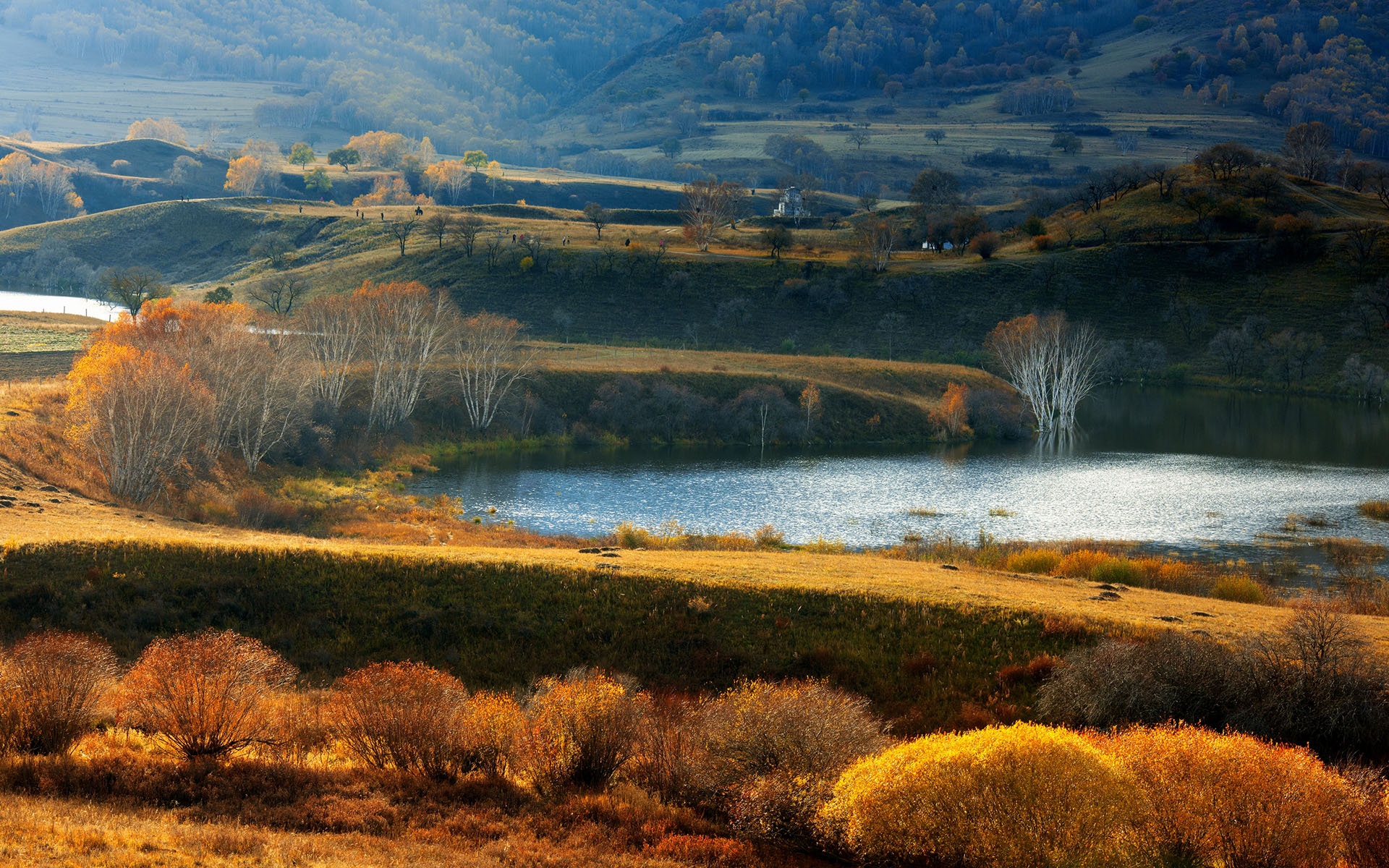 Ngắm những tán lá vàng rực, nước hồ xanh biếc và bầu trời thăm thẳm... 