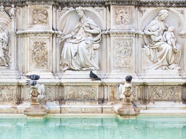 Đài phun nước Fonte Gaia, Siena là một trong những địa danh nổi tiếng ở trung tâm Piazza del Campo, quảng trường chính và là nơi có trường đua ngựa il Palio. Với kiến trúc cổ xưa, Siena được UNESCO coi là hiện thân của một thành phố thời trung cổ.
