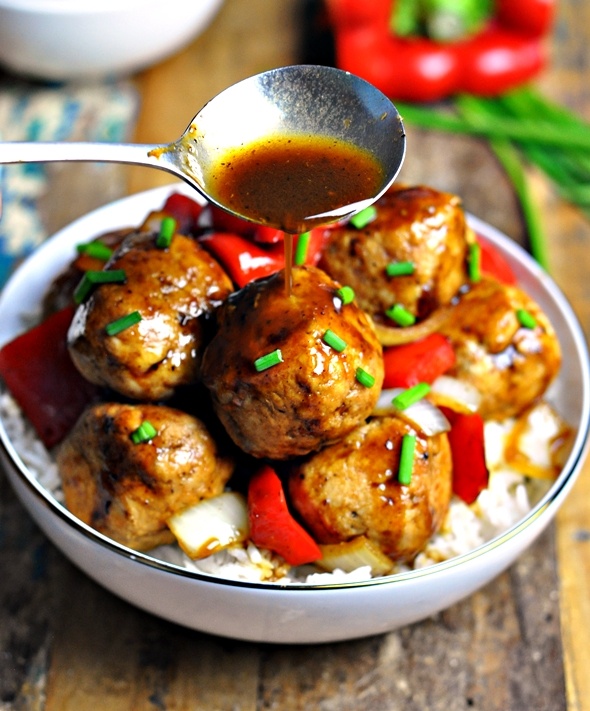 Lam thit ga vien chien voi xot tuong den hinh anh