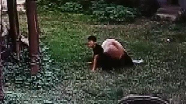 Bi gau truc vat rach quan vi gay an tuong voi ban gai hinh anh