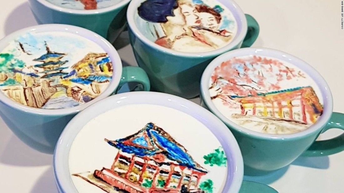 Chang trai Han Quoc bien ca phe thanh tac pham nghe thuat hinh anh