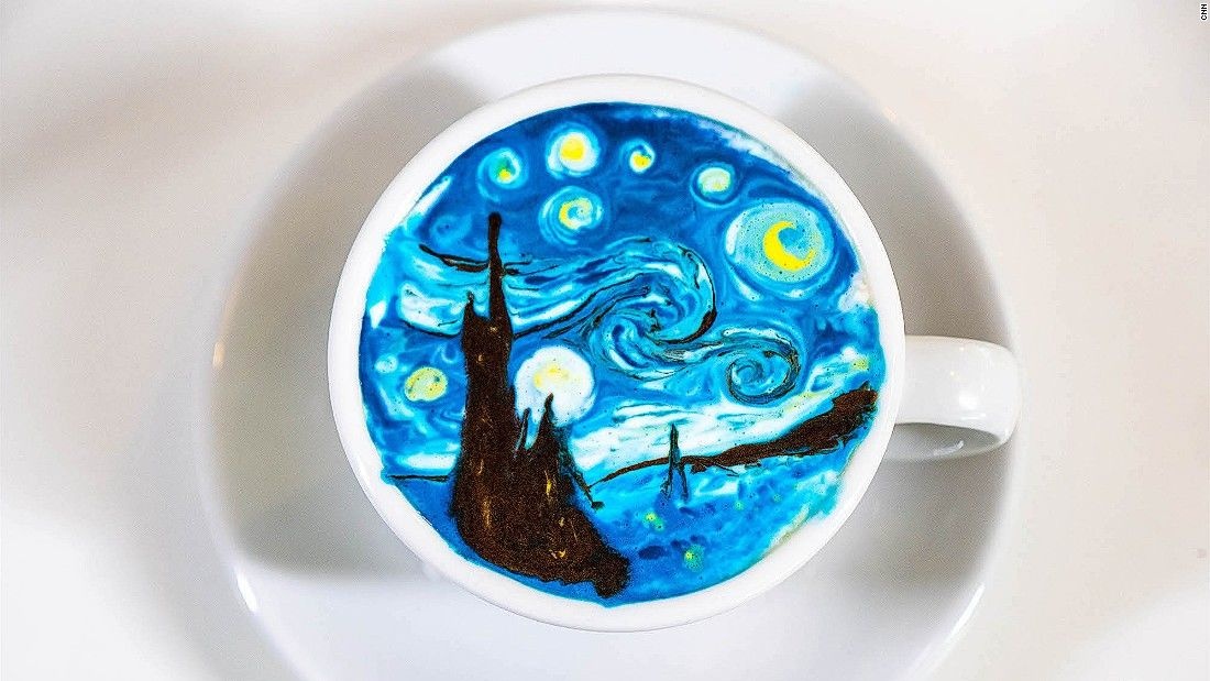 Chang trai Han Quoc bien coc ca phe thanh tac pham nghe thuat hinh anh