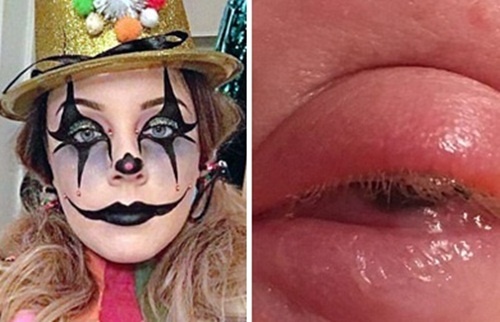 Co gai suyt mu mat sau khi hoa trang dip Halloween hinh anh