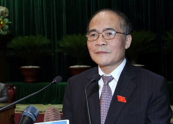 Chủ tịch Quốc hội Nguyễn Sinh Hùng phát biểu. Ảnh: GDTĐ.