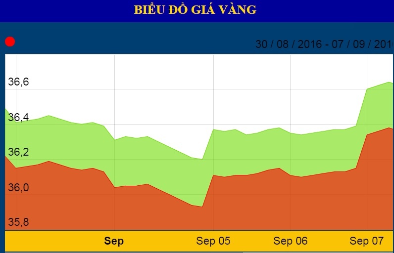Gia vang len cao nhat trong mot thang qua hinh anh