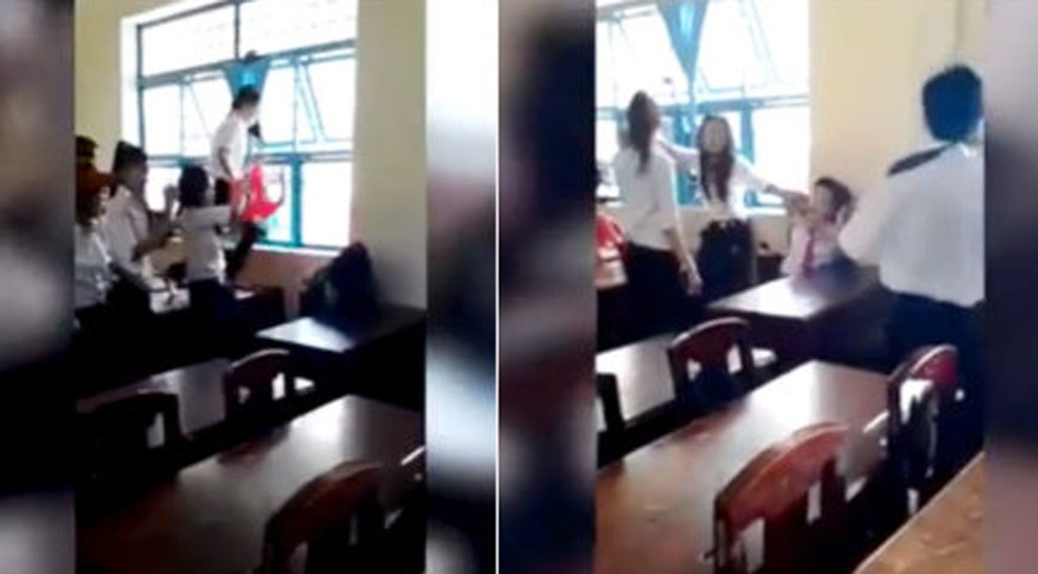 Ba hoc sinh trong clip danh ban lop 7 phai 'ren he' hinh anh