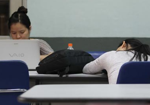 Sinh vien luoi doc sach hinh anh