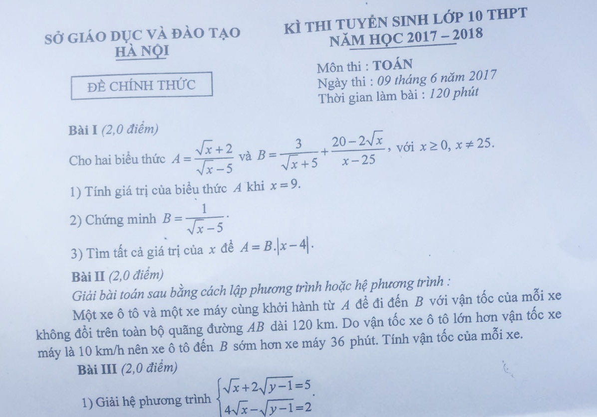 De thi va goi y bai giai mon Toan vao lop 10 o Ha Noi hinh anh