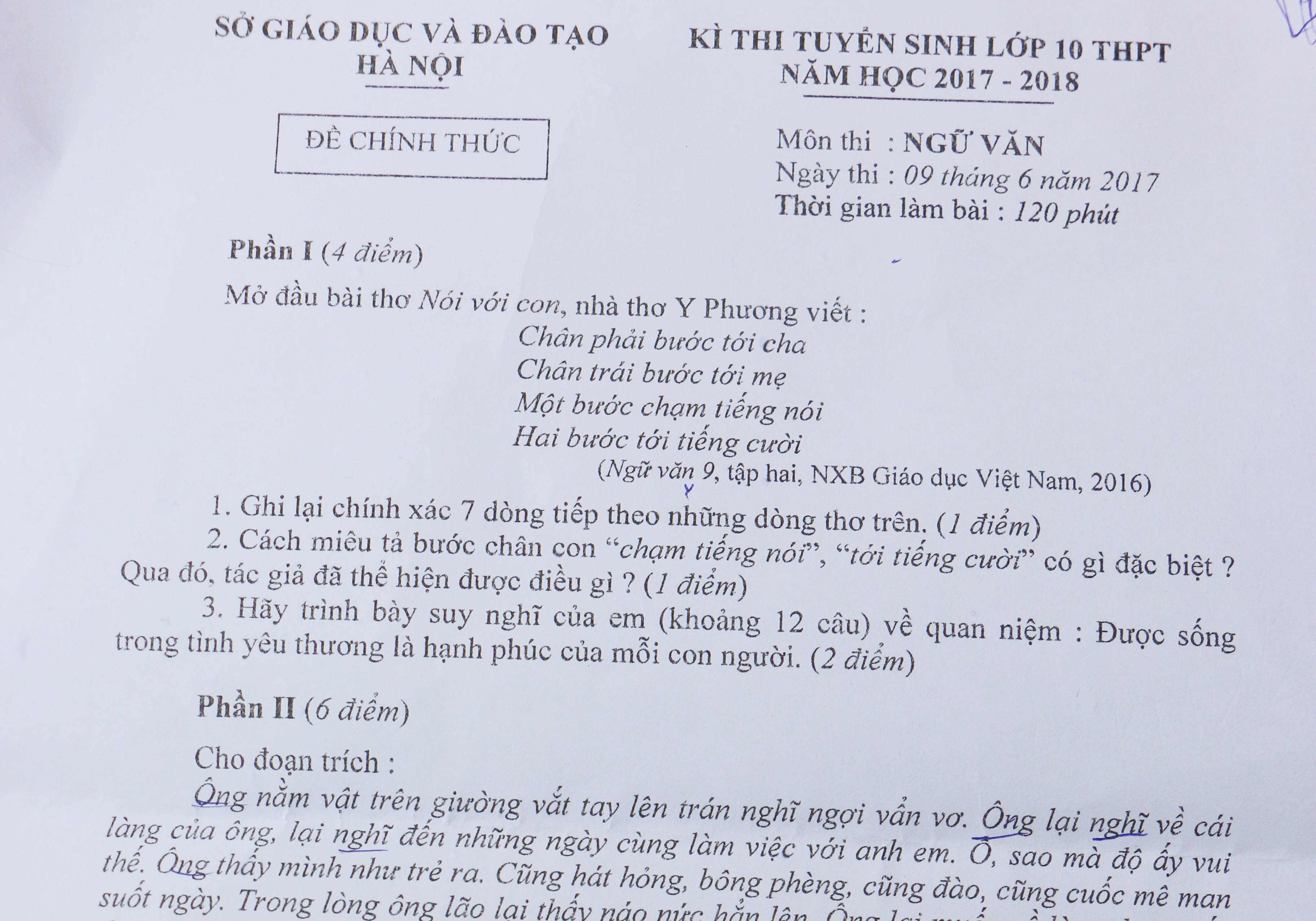 De thi va goi y bai giai mon Ngu van vao lop 10 o Ha Noi hinh anh